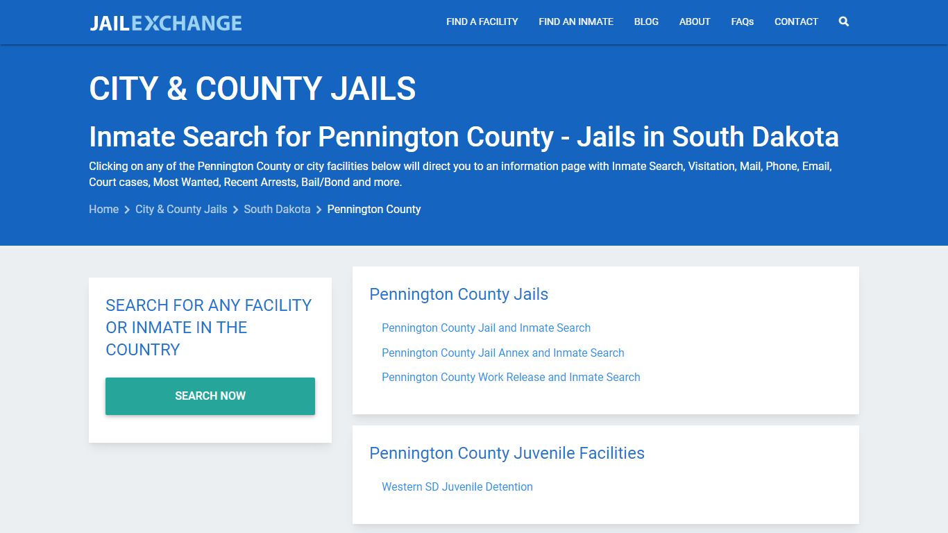 Inmate Search for Pennington County | Jails in South Dakota - Jail Exchange